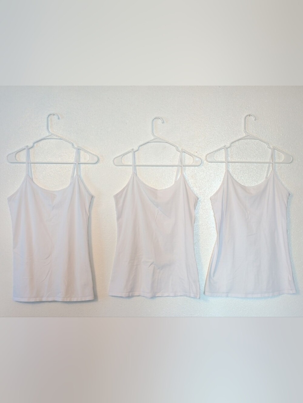Active Basic 3-Pack White Extra Long Camisole Tanks Size Large